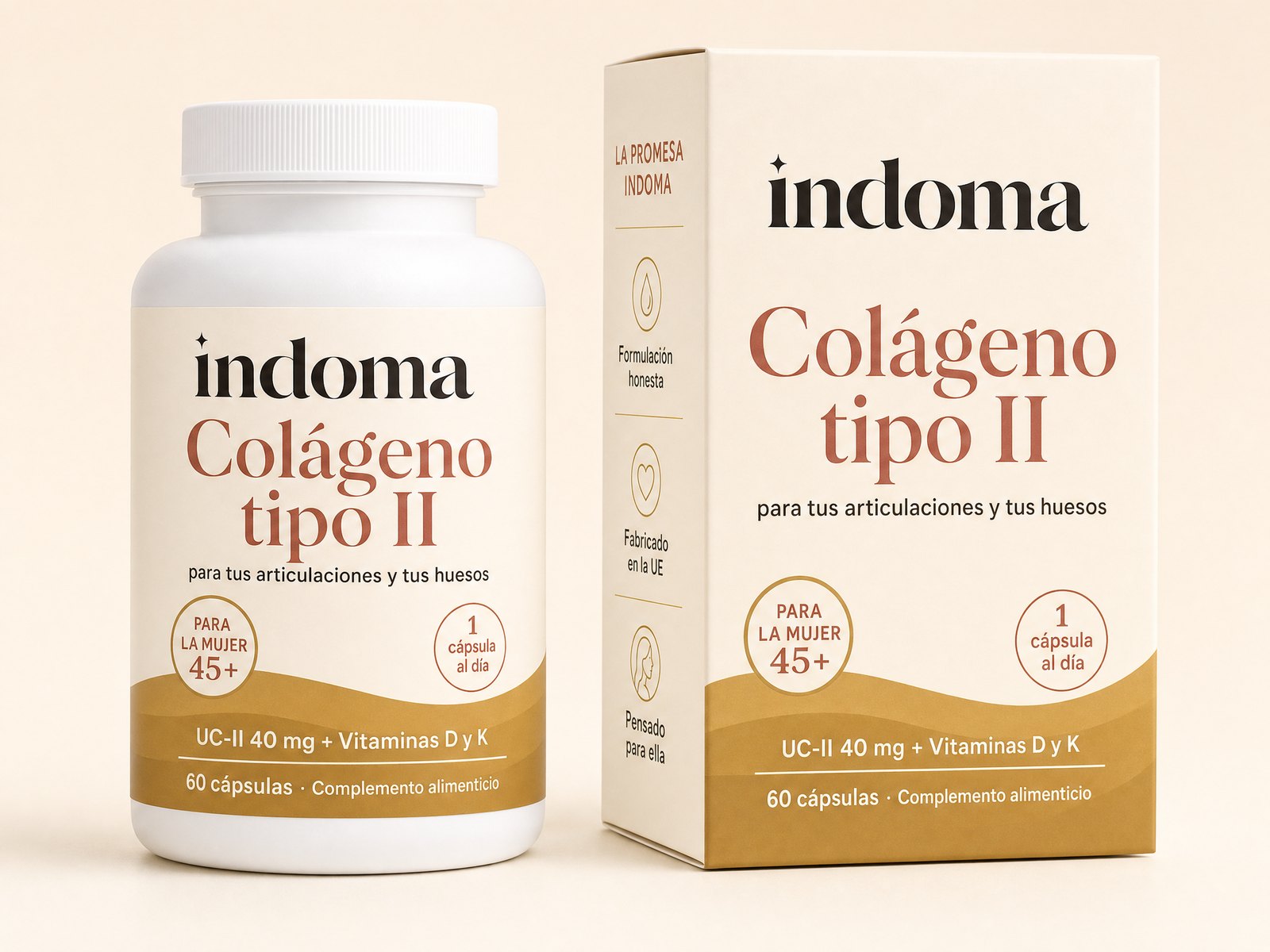 INDOMA · Colágeno tipo II — bote y estuche